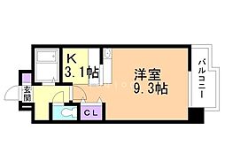 エクシード花園 1Kの間取図画像