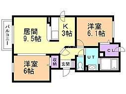 ブリューテ 2LDKの間取図画像
