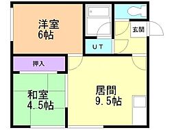 池田アパート 2DKの間取図画像