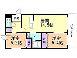 ウォームス2 2LDKの間取図画像