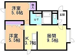 奥沢ヤヨイマンション2 2LDKの間取図画像