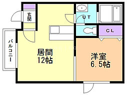 ビンティーノ松ヶ枝 1LDKの間取図画像