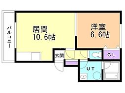 メゾン・ド・アラカルト緑 1LDKの間取図画像
