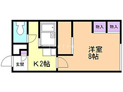 レオパレスリブクローリス 1Kの間取図画像