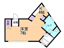 丘の上ハイツ 1Kの間取図画像