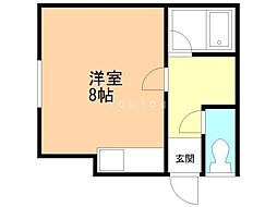 ペパーミント ワンルームの間取図画像
