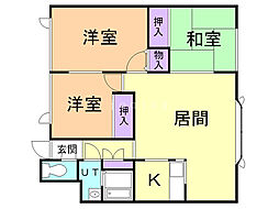 ヴィラ船見坂A 3LDKの間取図画像