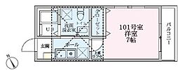 サンライト立石 1Kの間取図画像