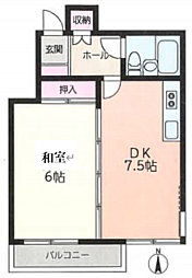 望洋荘 1DKの間取図画像