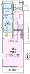 Ｒｏｕｔｅ善行III 2階1Kの間取り