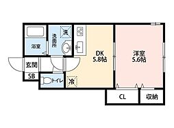 ナリトモ矢作Ａ 1階1DKの間取り