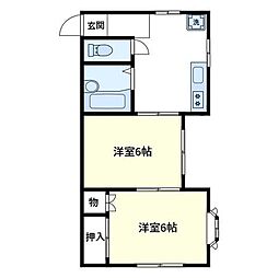 サンコーポ 1階2Kの間取り