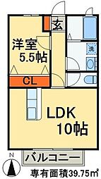 フォレスト 2階1LDKの間取り