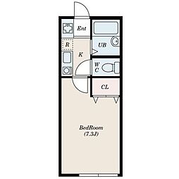 プレステージ幕張 1階1Kの間取り