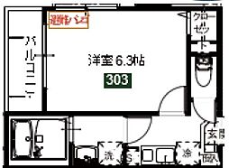 京成千葉線 京成稲毛駅 徒歩9分の賃貸アパート 3階1Kの間取り