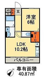 レジデンス・デュオ 3階1LDKの間取り