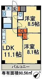 千葉ポートイースト 11階2LDKの間取り