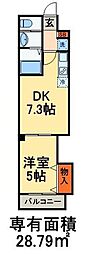 金太郎ヒルズ106 1階1DKの間取り