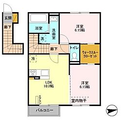 エスペランサＡ棟 2階2LDKの間取り
