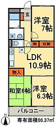 フローラ稲毛 7階3LDKの間取り