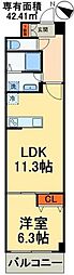 アルヴィータ 6階1LDKの間取り