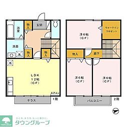 グリーンヒルII番館 1階3LDKの間取り
