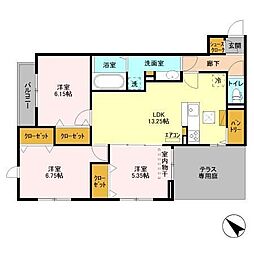 RHB幕張本郷 1階3LDKの間取り