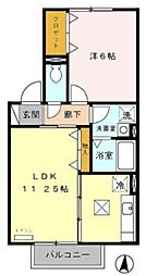 ハイツプリマベーラ 1階1LDKの間取り