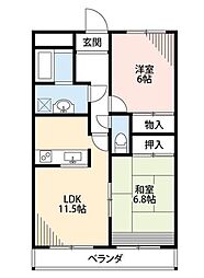 エクセル本郷 2階2LDKの間取り