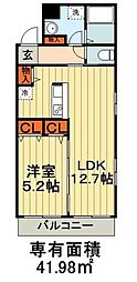 富士見ＮａｍｅｋｉＭａｎｓｉｏｎ 8階2LDKの間取り