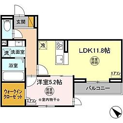 シャトレー 3階1LDKの間取り