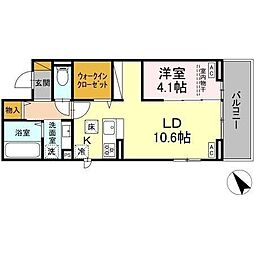 Ｃｒａｄｌｅ 3階1LDKの間取り