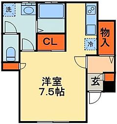京成千原線 千葉中央駅 徒歩3分の賃貸アパート 1階1Kの間取り