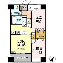 D-ROOM千葉中央 11階2LDKの間取り