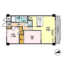 アレックス千葉寺 2LDKの間取図画像