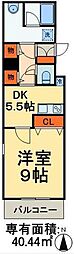 サンライズ・新町・大塚ビル 1DKの間取図画像
