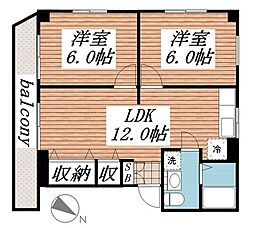 メゾン・赤坂 2LDKの間取図画像