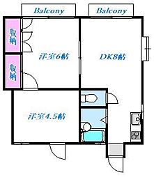 コーポタナカ 2DKの間取図画像