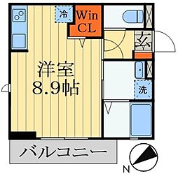 アメニティ亥鼻 ワンルームの間取図画像