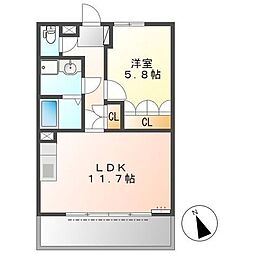 グロリオーサ 1LDKの間取図画像