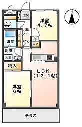 エスポア・ガーデン 2LDKの間取図画像
