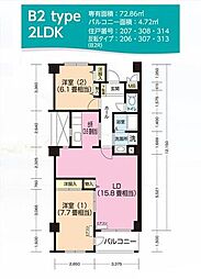 パティオス9番街 2LDKの間取図画像