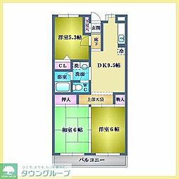 エグレット轟 3DKの間取図画像