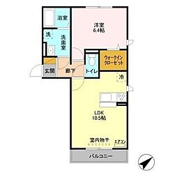 シャインハイツ3 1LDKの間取図画像