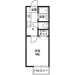 セラヴィ亥鼻 1Kの間取図画像