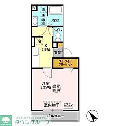 セジュールホンダB 1Kの間取図画像