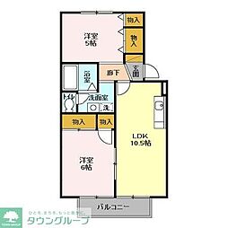 ホープシティB棟 2LDKの間取図画像