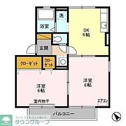 リップルA 2DKの間取図画像