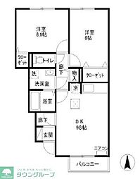 ラプランタンB 2DKの間取図画像