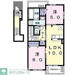 フルーリール 2LDKの間取図画像